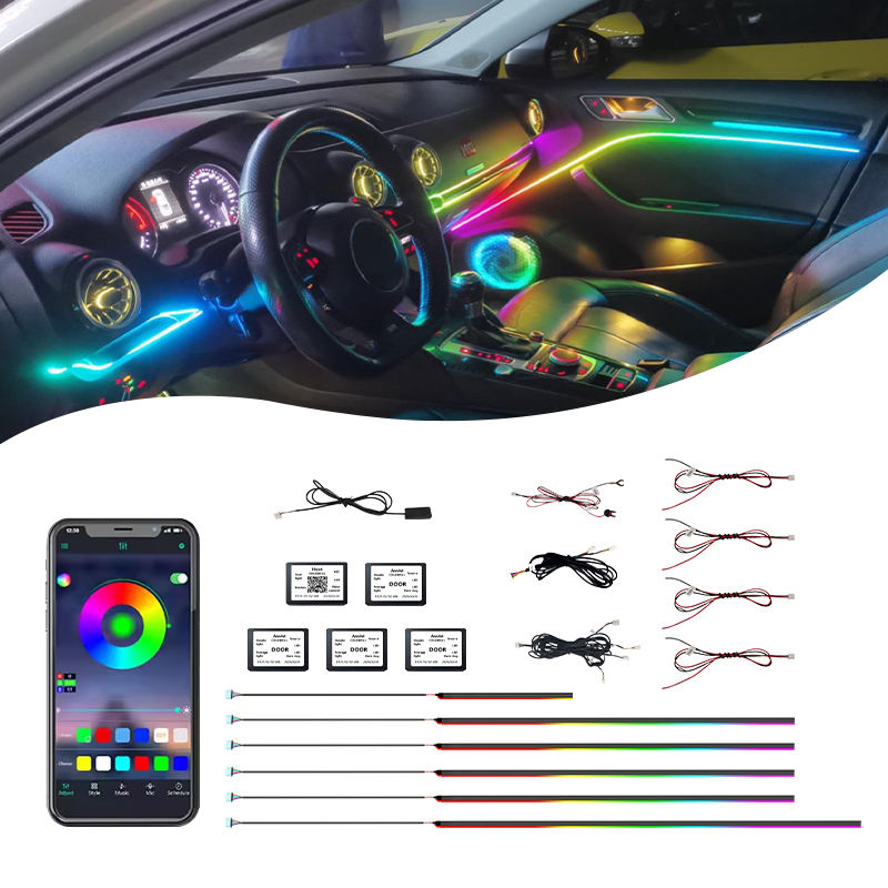 Gearfusion Multi-Color RGB Interior Ambient Light Kit – App + Music Sync LED Accent Lighting