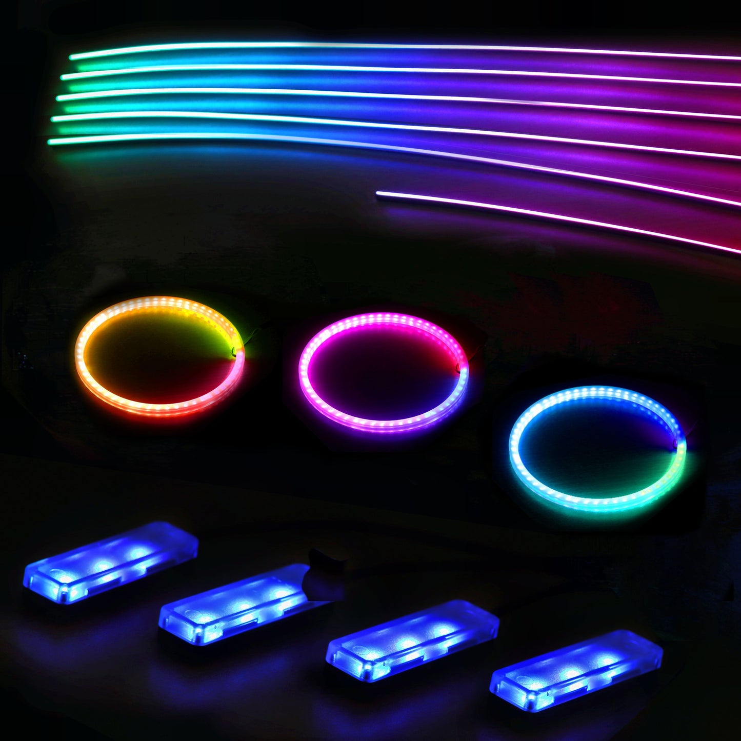 Gearfusion Multi-Color RGB Interior Ambient Light Kit – App + Music Sync LED Accent Lighting